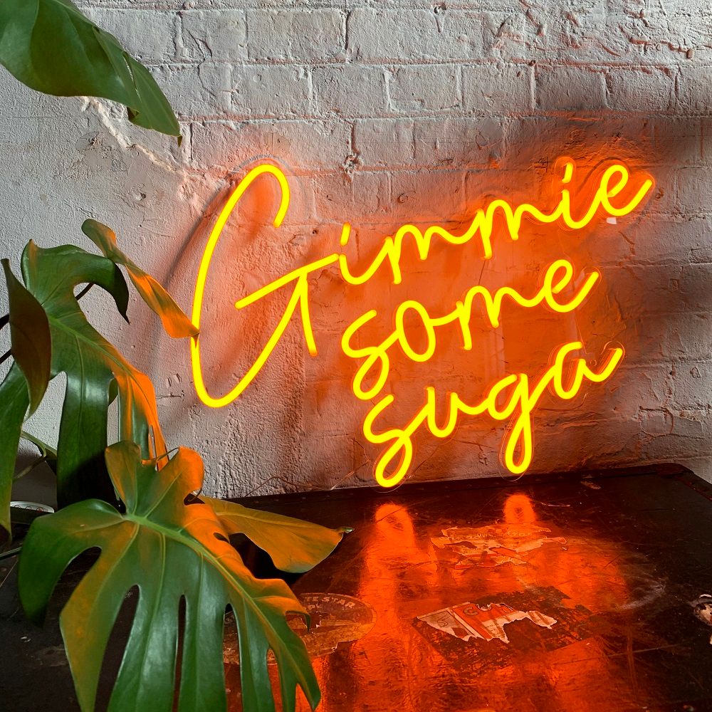 Other wall decoration - 'GIMMIE SOME SUGA' ORANGE NEON LED WALL MOUNTABLE SIGN - LOCOMOCEAN