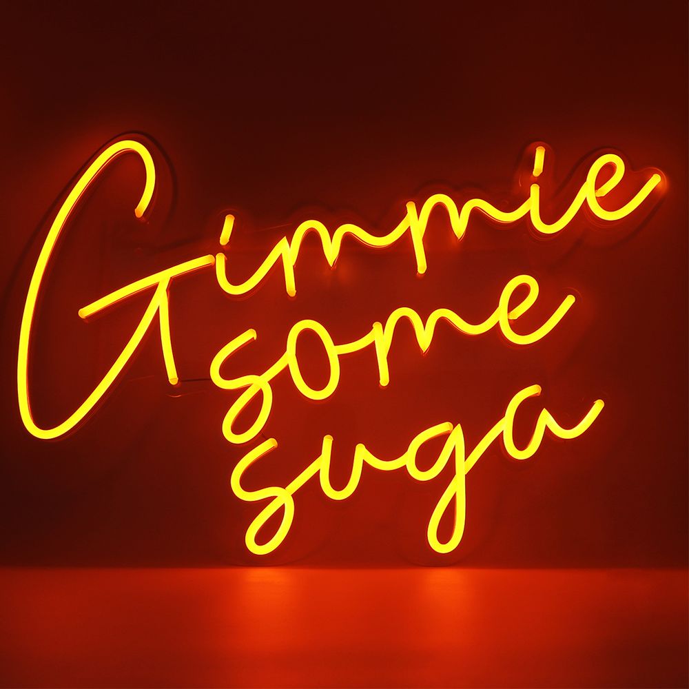 Other wall decoration - 'GIMMIE SOME SUGA' ORANGE NEON LED WALL MOUNTABLE SIGN - LOCOMOCEAN