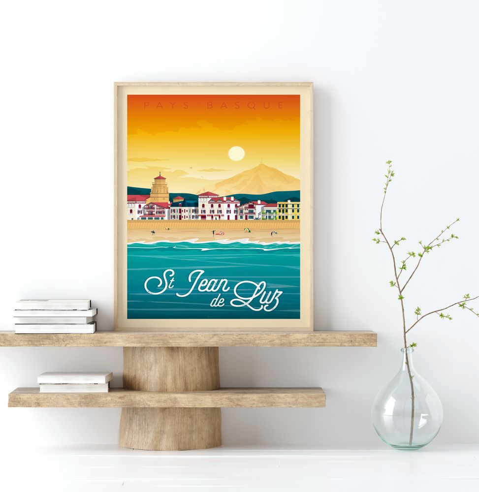 Affiches - AFFICHE VOYAGE VINTAGE NICE FRANCE | POSTER ILLUSTRATION VILLE NICE CÔTE D'AZUR FRANCE - OLAHOOP TRAVEL POSTERS