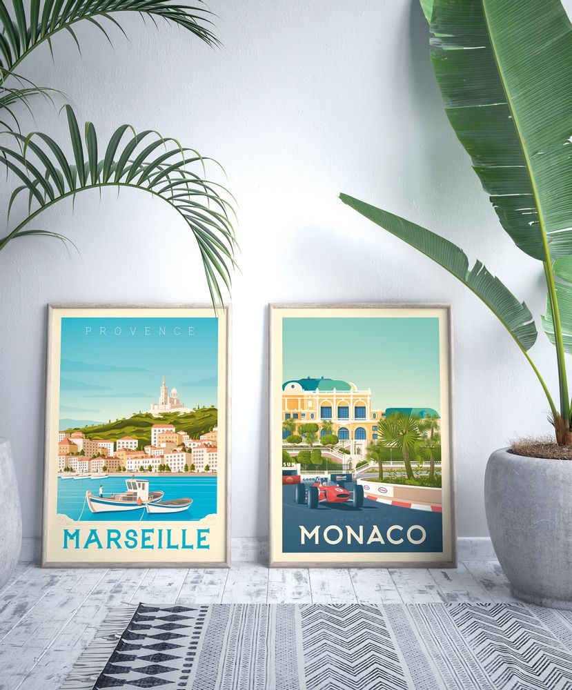 Affiches - AFFICHE VOYAGE VINTAGE PARIS FRANCE | POSTER ILLUSTRATION VILLE PARIS FRANCE - TOUR EIFFEL - OLAHOOP TRAVEL POSTERS