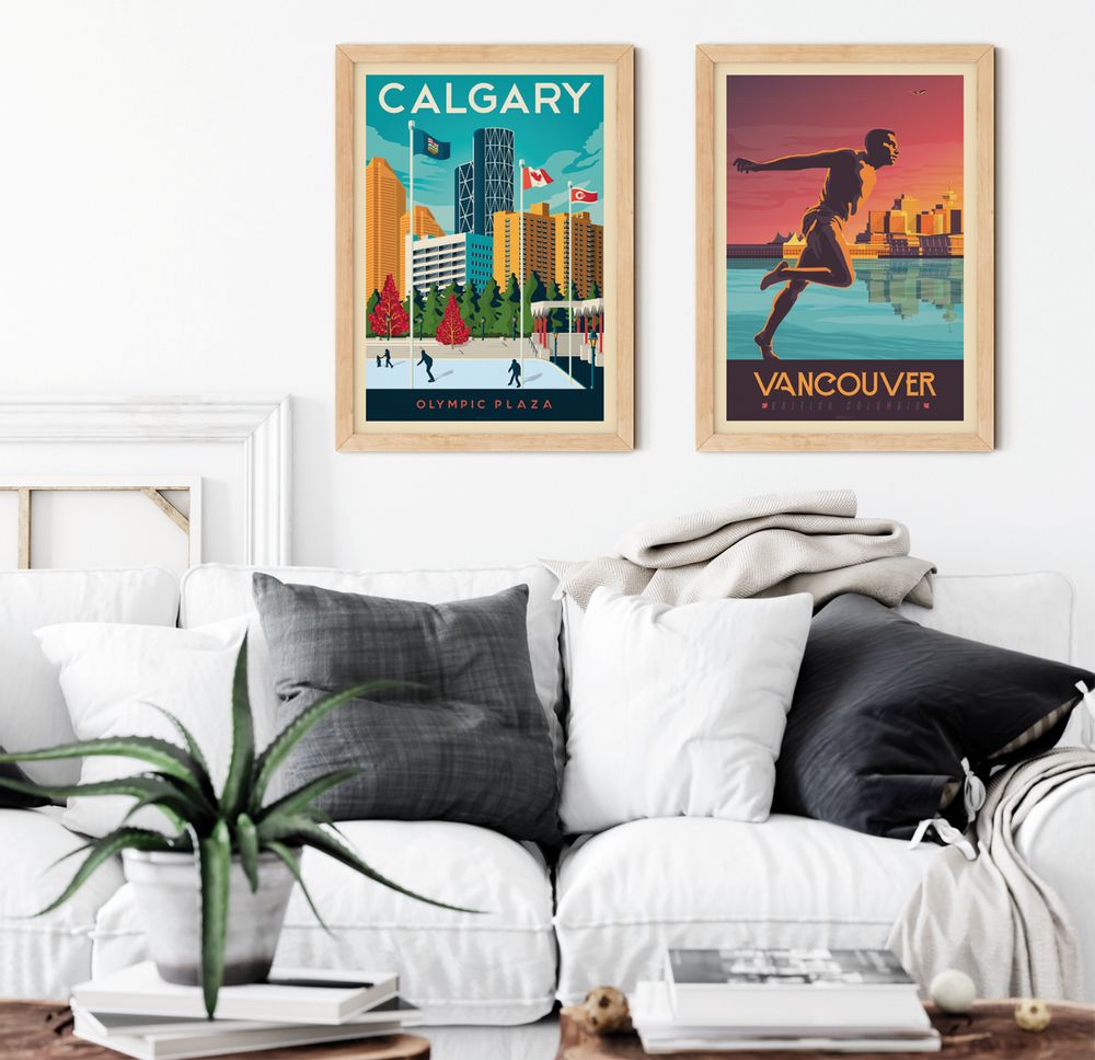 Poster - MONTREAL QUEBEC CANADA VINTAGE TRAVEL POSTER | MONTREAL QUEBEC CANADA - CLOCK TOWER CITY ILLUSTRATION POSTER - OLAHOOP TRAVEL POSTERS