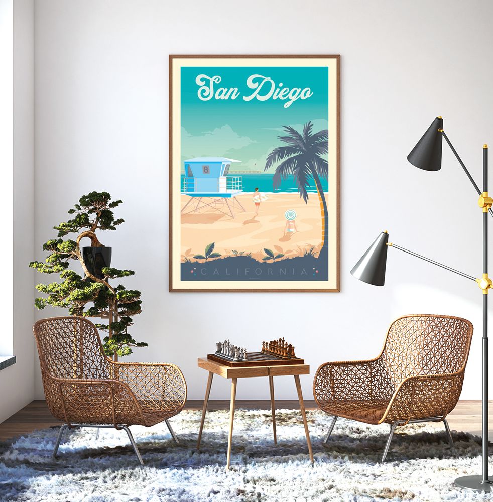 Poster - HAWAII WAIKIKI BEACH VINTAGE TRAVEL POSTER - OLAHOOP TRAVEL POSTERS