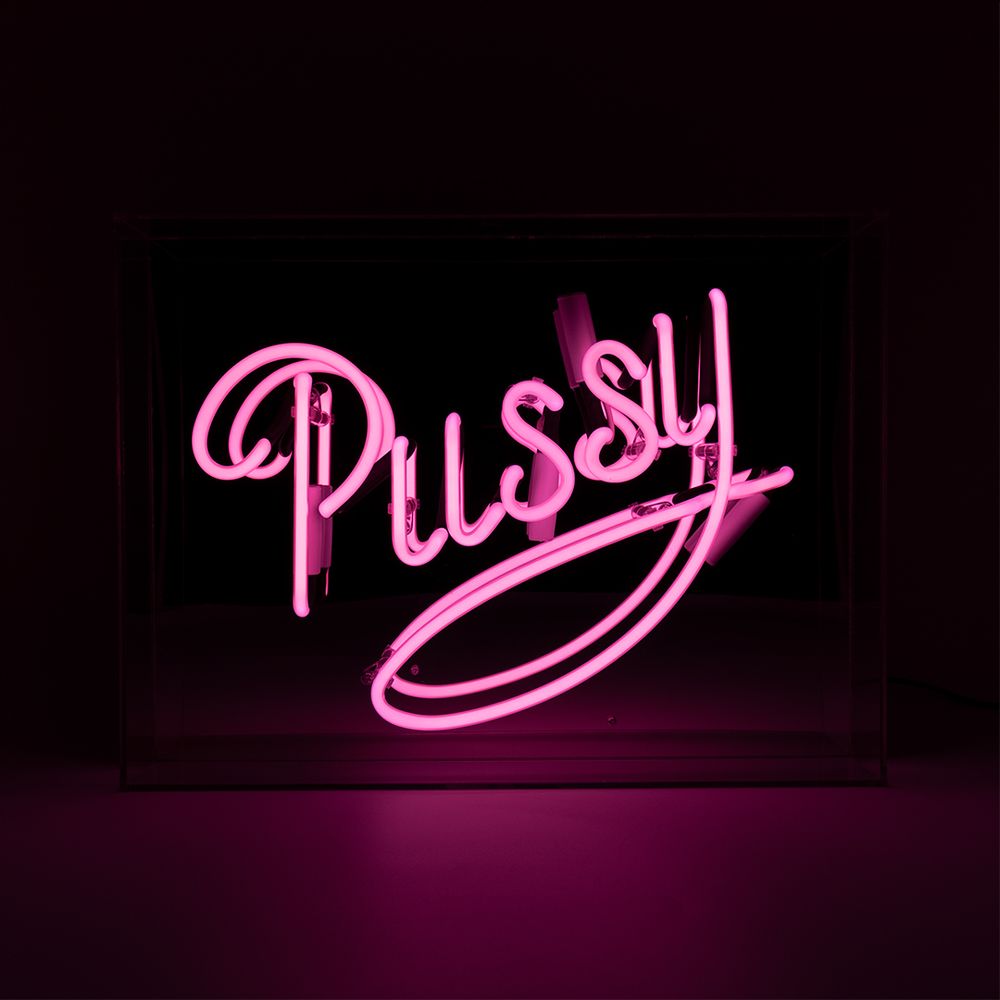 Decorative objects - 'PUSSY' GLASS NEON SIGN - PINK - LOCOMOCEAN