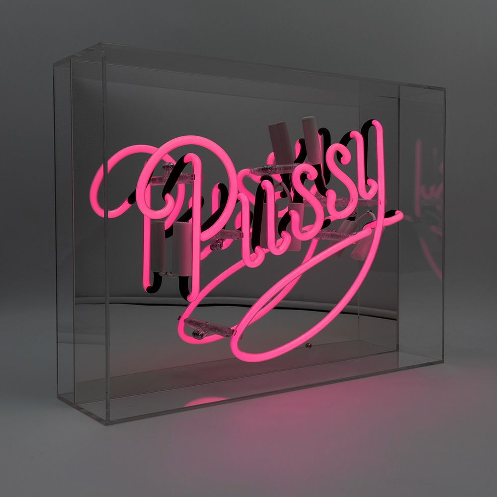 Decorative objects - 'PUSSY' GLASS NEON SIGN - PINK - LOCOMOCEAN