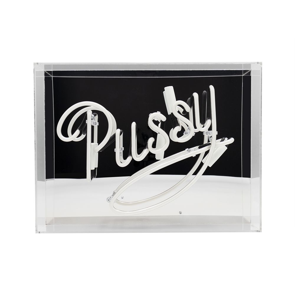 Decorative objects - 'PUSSY' GLASS NEON SIGN - PINK - LOCOMOCEAN