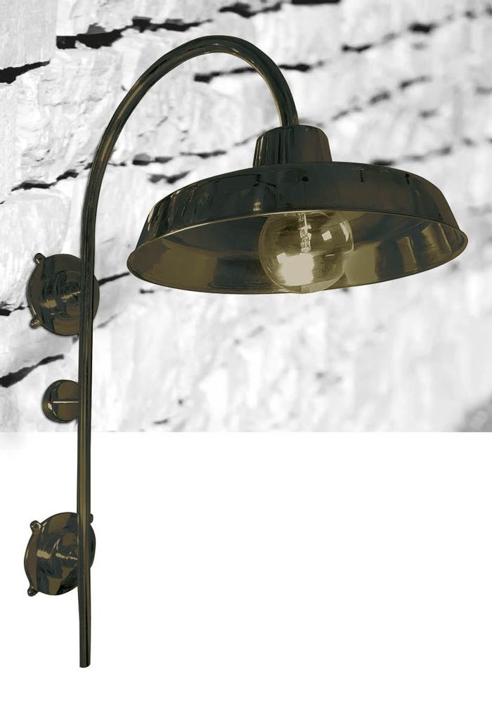 Outdoor wall lamps - Large Industrial Brass hat wall light 777 for main entry or wall  - ANDROMEDA LIGHTING