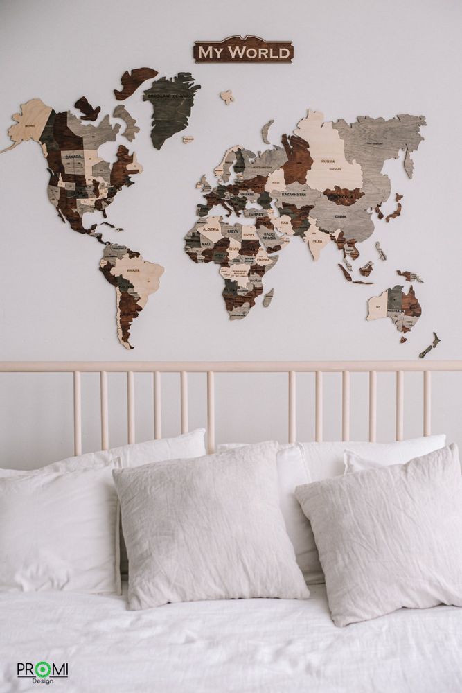 Other wall decoration - Wooden Multicolored World Map - PROMIDESIGN