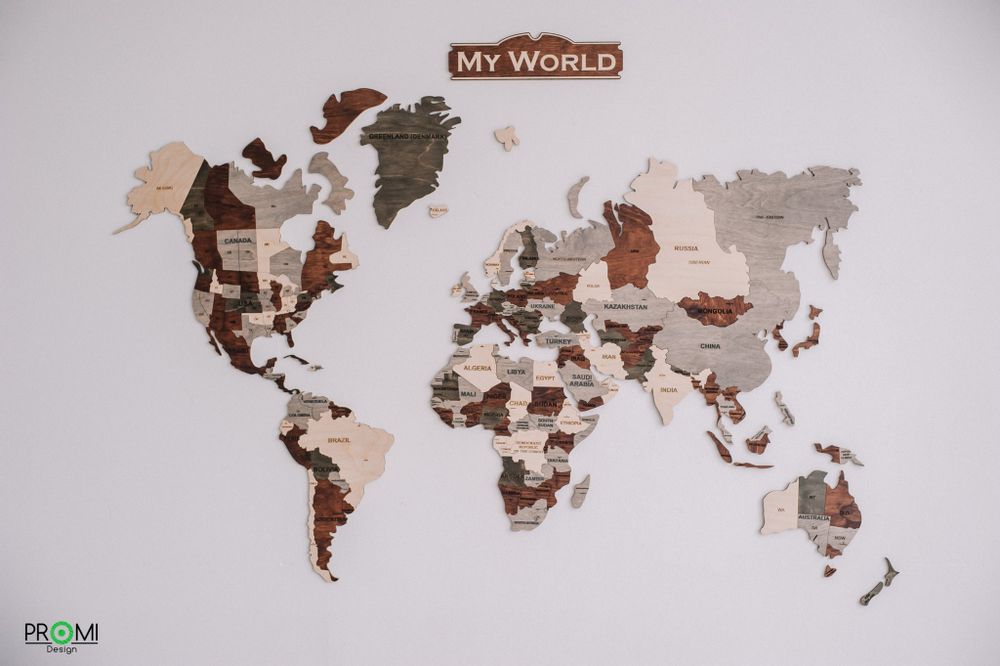 Other wall decoration - Wooden Multicolored World Map - PROMIDESIGN