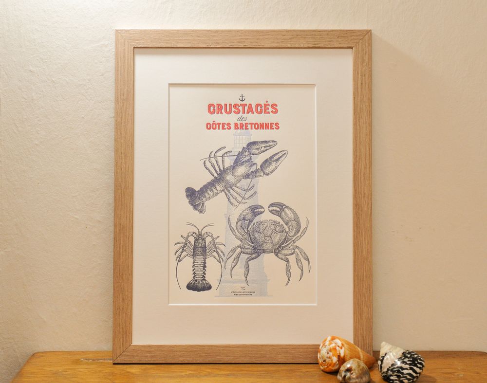 Poster - Art Print Crustaceans from the Breton coasts - L'ATELIER LETTERPRESS