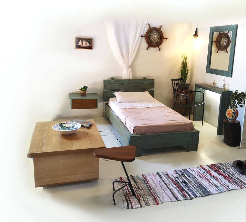Autres tables  - Table basse plateau cerise Fisherman B - LIVING MEDITERANEO