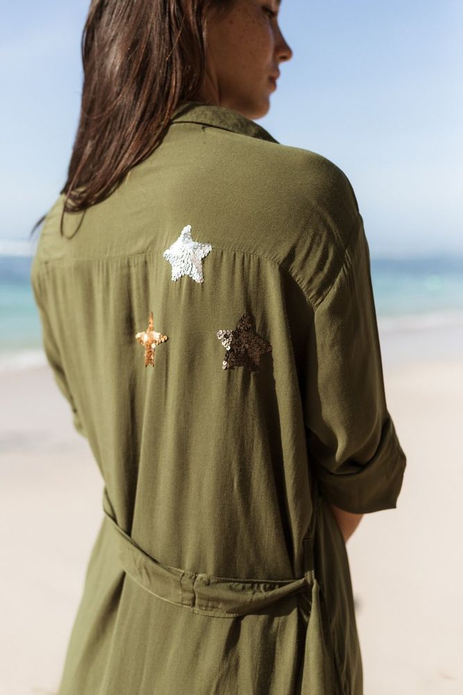 Prêt-à-porter - Robe longue boutonnée chemisier Star - MON ANGE LOUISE
