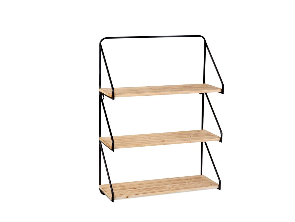 Shelves - MU71068 Wall Shelf in Fir and Black Metal 50x20x70 cm - ANDREA HOUSE