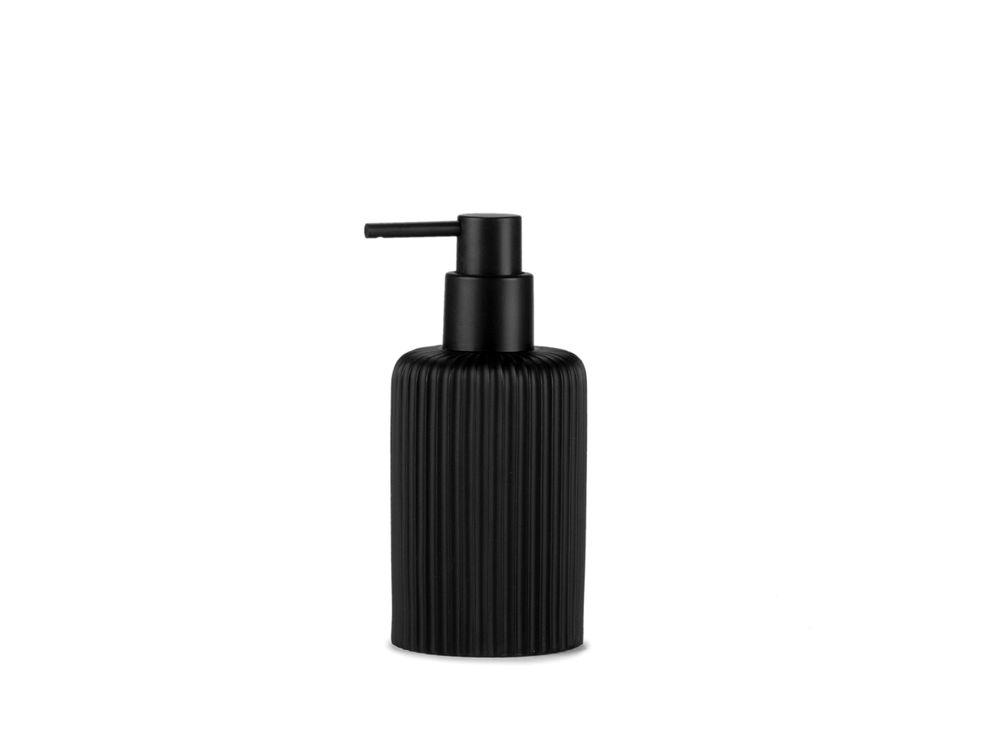 Accessoires à poser - Rayures. Distributeur de savon en polyrésine noire Ø7x16 cm BA71144 - ANDREA HOUSE