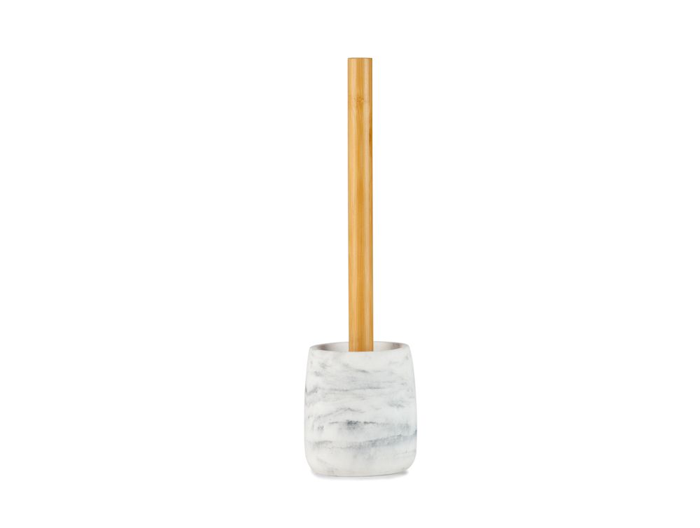 Installation accessories - Sandstone and ash wood. White marble effect Toilet brush holder Ø10x36 cm BA71155 - ANDREA HOUSE
