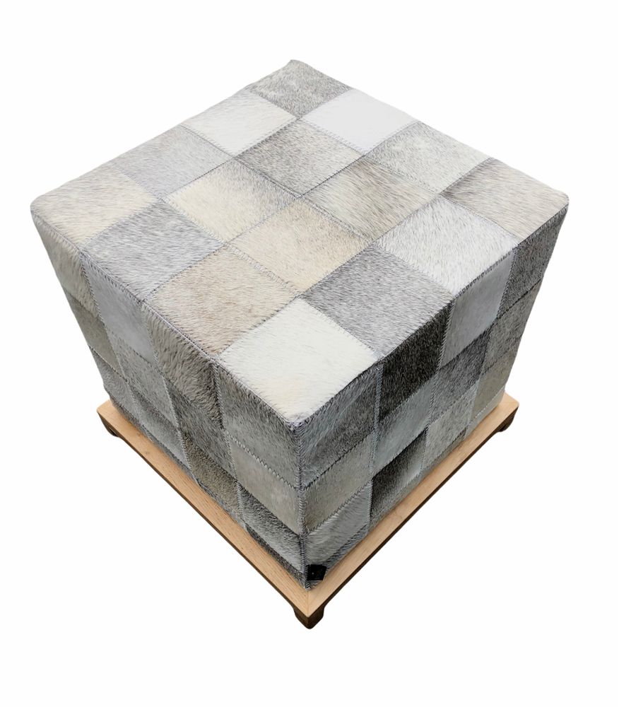 Ottomans - Pouf bois et peau de vache - TERGUS