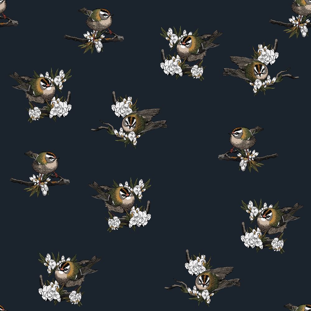 Wallpaper - Le Roi Huppé Quadri Bleu - SIMONE ET MARCEL