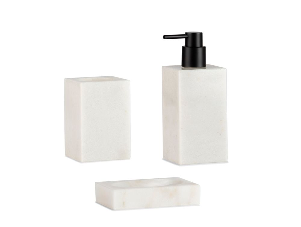 Accessoires à poser - PORTE-DENTS CARRÉ EN MARBRE BLANC 7X7X10,5 BA71163 - ANDREA HOUSE