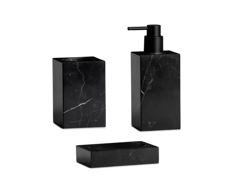 Accessoires à poser - Distributeur de savon en marbre noir 7x7x18 cm BA71174 - ANDREA HOUSE