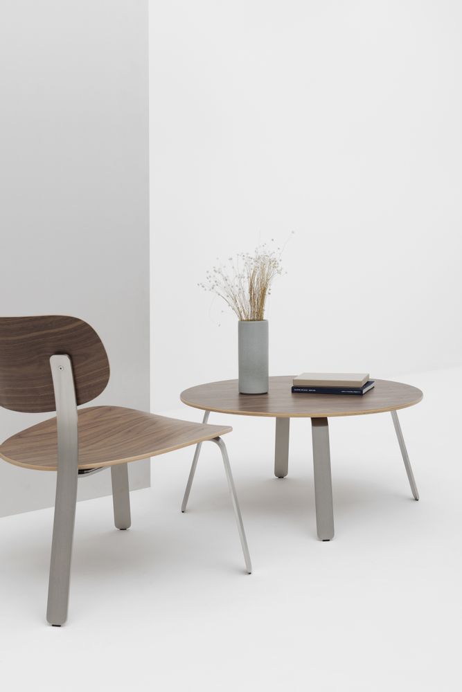 Chaises longues - Lounge Chaise SPRINGBACK Noyer Acier Brossé - CRUSO