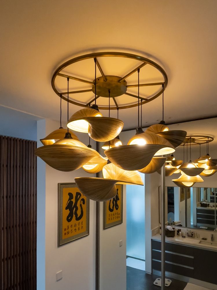 Design objects - Handmade bronze round chandeliers VERSA and OBORRO for living room and bedroom - BAMBUSA BALI