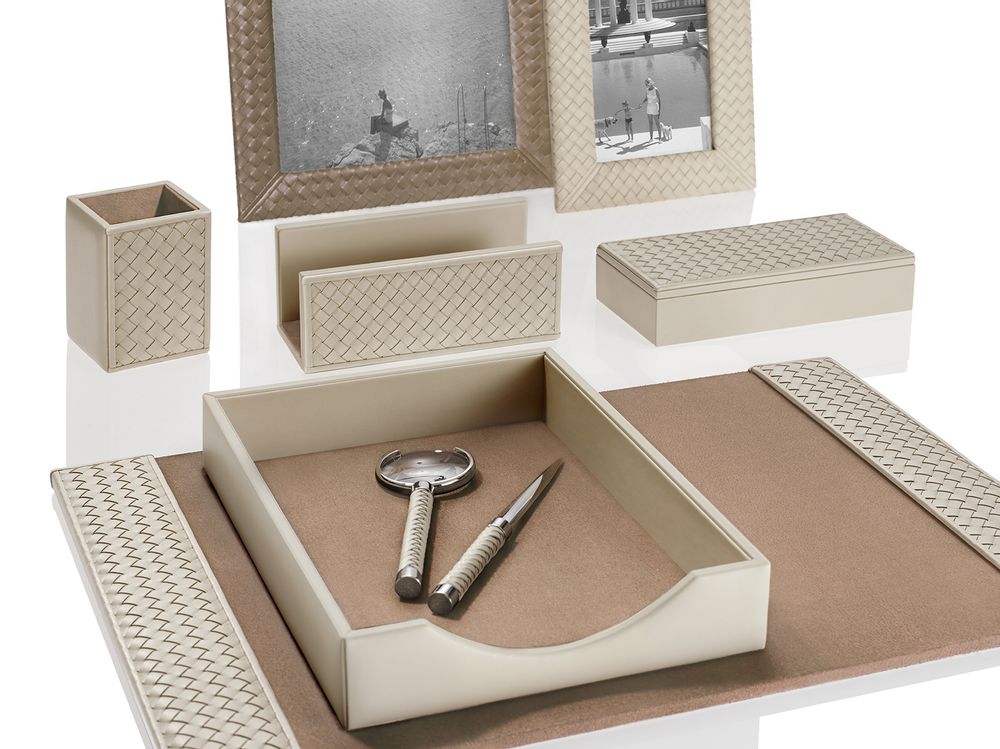 Sets de bureaux  - RIVIERE Accessoires et lampes de bureau en cuir de luxe. - RIVIERE