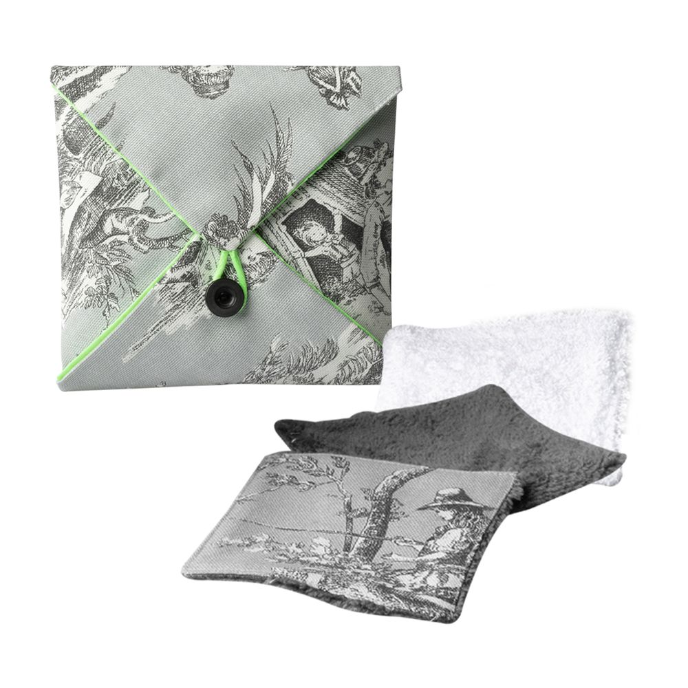 Cadeaux - Pochette de voyage avec 4 lingettes lavables, Zéro dechet - ATELIER CATHERINE MASSON