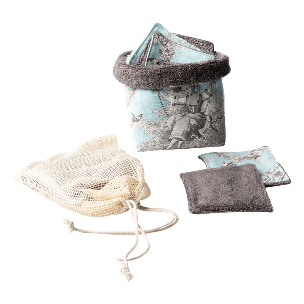 Cadeaux - Panier avec 5 lingettes lavables, Zéro Déchet - ATELIER CATHERINE MASSON