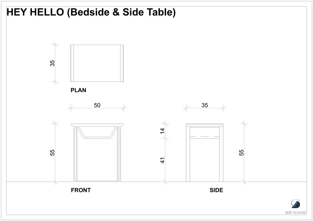 Other tables - Hey Hello ı Side Table or Bedside Table - SOFTICATED