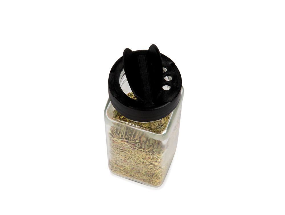 Food storage - Spice rack 6 jars metal and black glass 32x5,5x11 cm CC71036 - ANDREA HOUSE