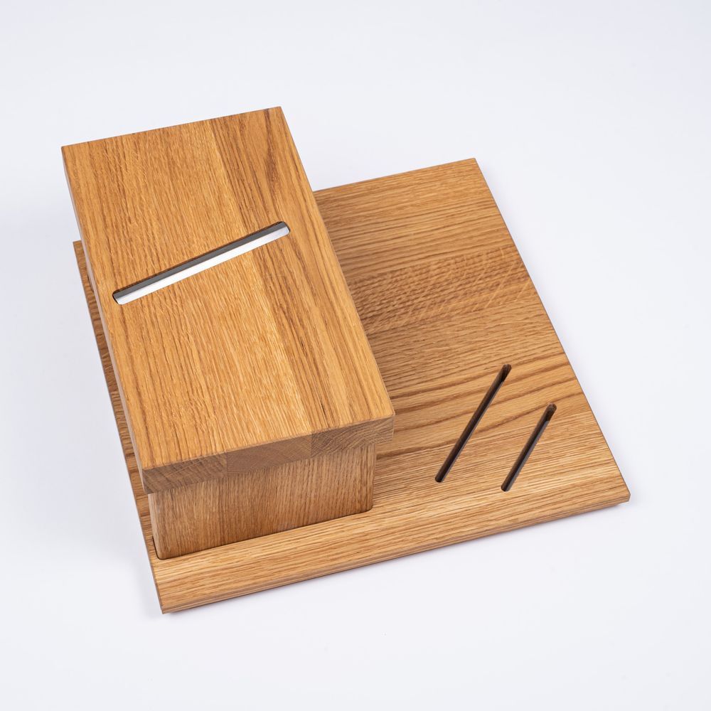 Wine accessories - Wooden board insert "Cheese board with design knife and cheese slicer" for "a la carte" design barbecue table - A LA CARTE DESIGN