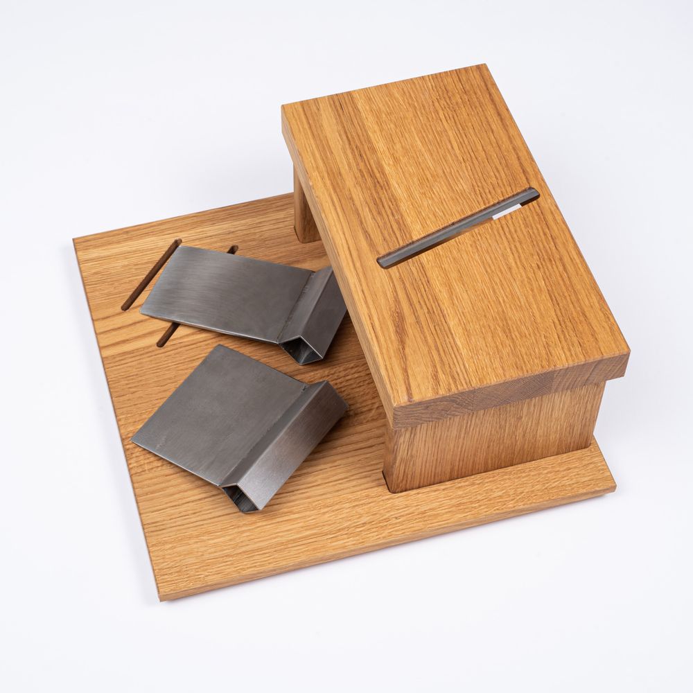 Wine accessories - Wooden board insert "Cheese board with design knife and cheese slicer" for "a la carte" design barbecue table - A LA CARTE DESIGN