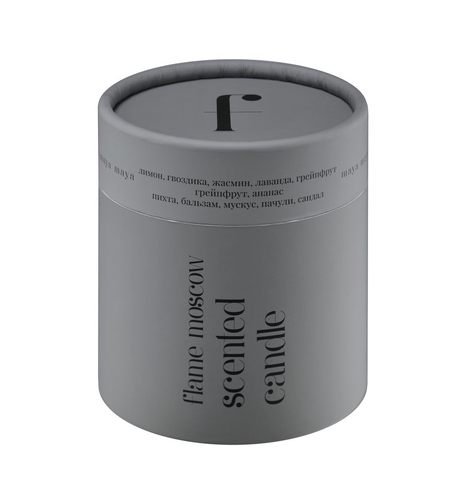 Design objects - Black Scented Candle -250 gr - retro typography design and gift packaging - FLAME MOSCOW