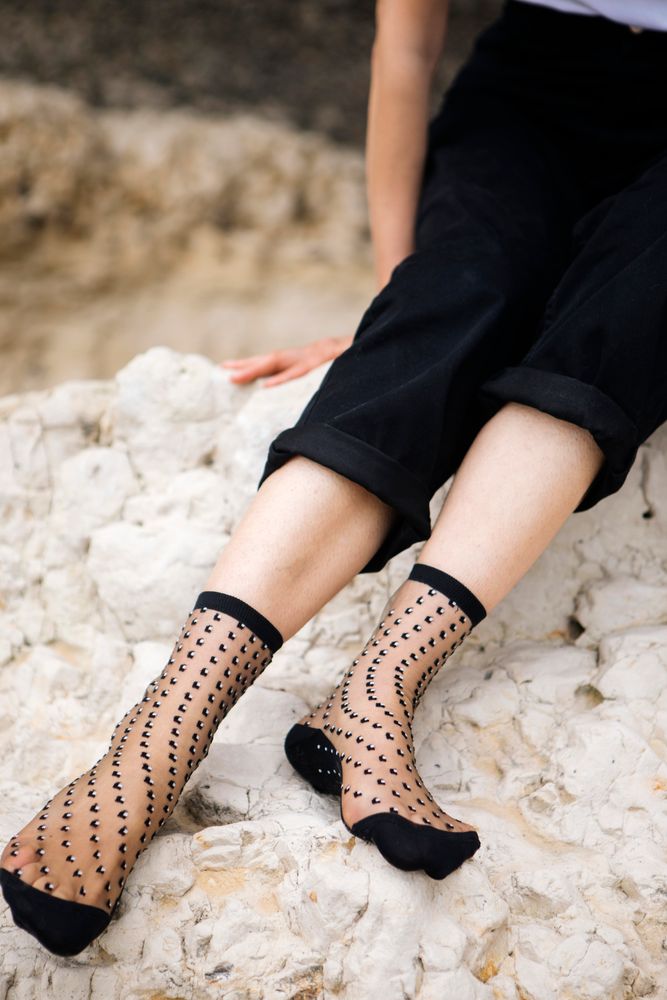 Chaussettes - Crescent Dunes Black  - ATELIER ST EUSTACHE