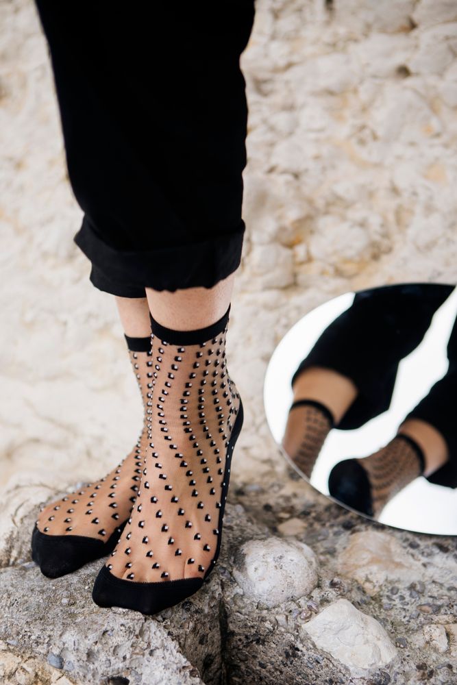 Chaussettes - Crescent Dunes Black  - ATELIER ST EUSTACHE