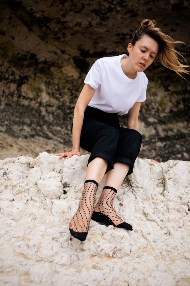 Chaussettes - Crescent Dunes Black  - ATELIER ST EUSTACHE