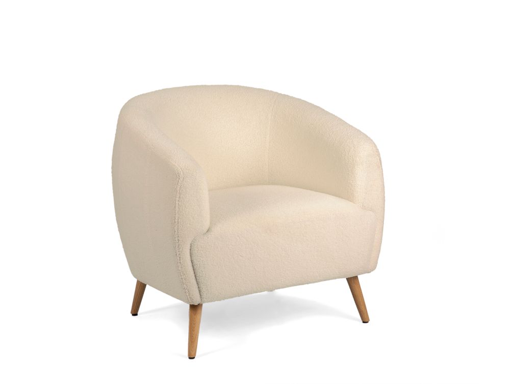 Fauteuils - Fauteuil Bruce bouclé beige 77x75x76 cm MU71005 - ANDREA HOUSE