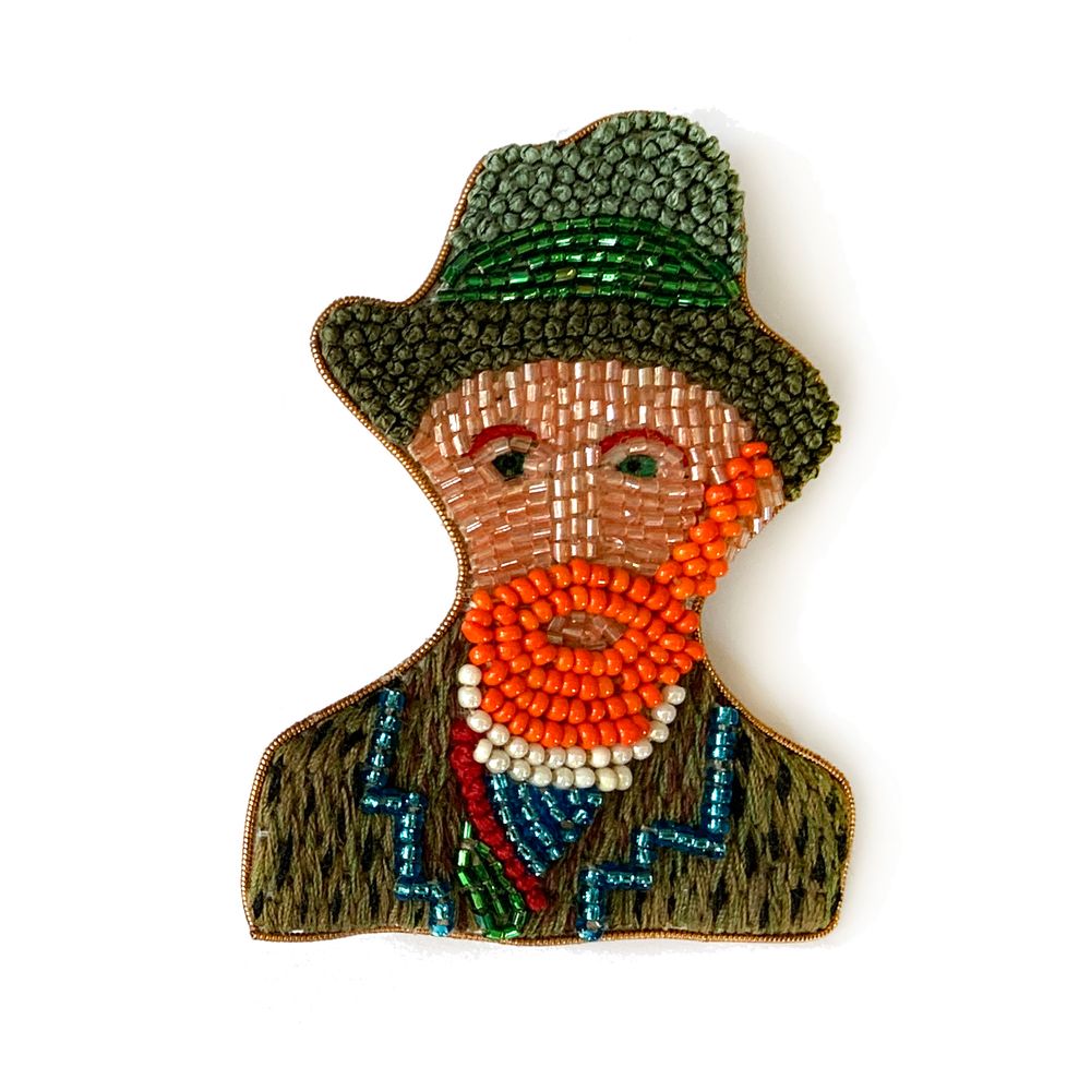 Brooches - van Gogh brooche hand made bead embroidery - HELLEN VAN BERKEL HEARTMADE PRINTS