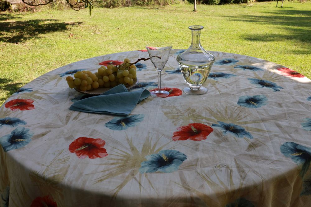 Linge de table textile - NAPPE HIBISCUS 100% LIN - NENCIONI CASA - TELENE