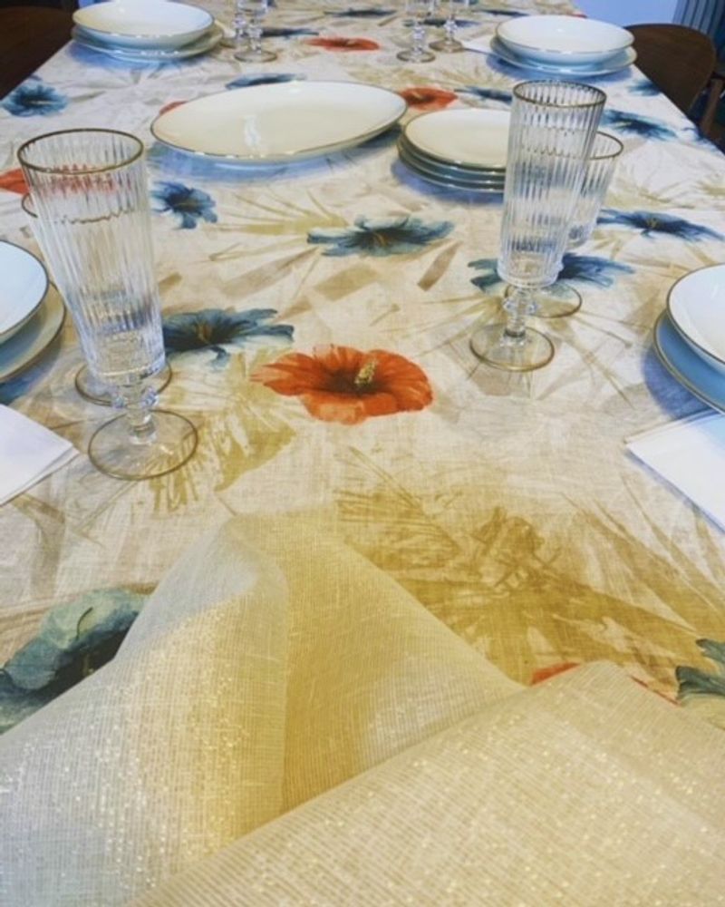 Linge de table textile - NAPPE HIBISCUS 100% LIN - NENCIONI CASA - TELENE