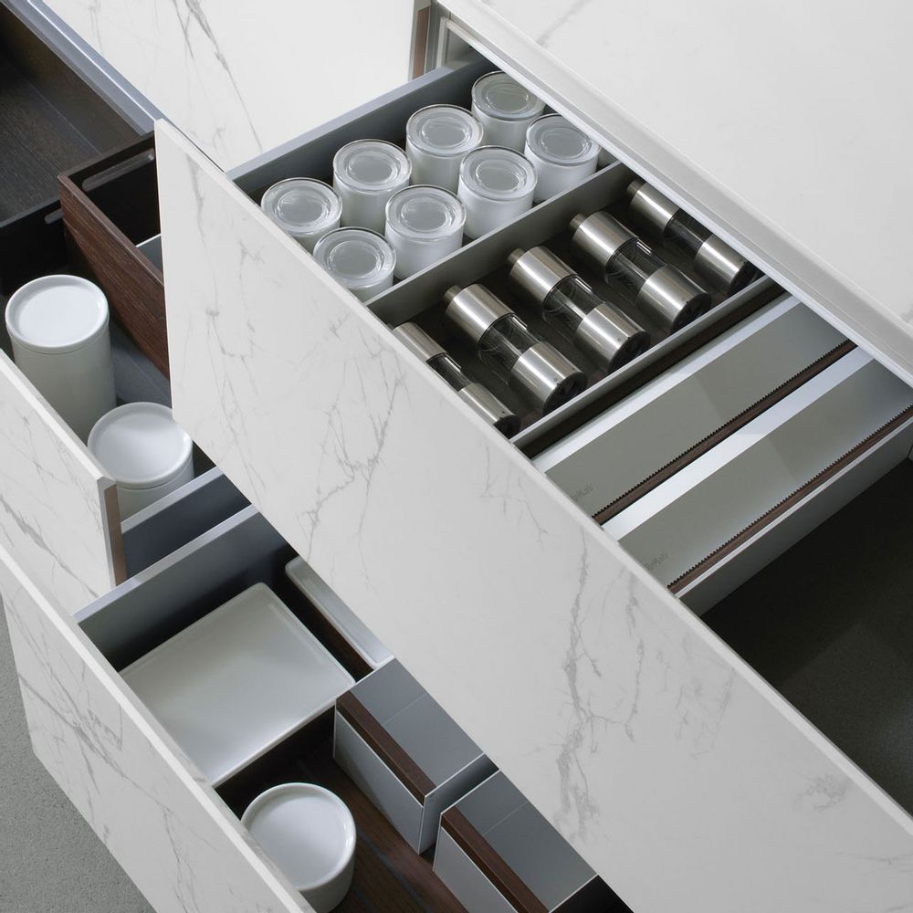 Meubles de cuisines - Meuble cuisine SieMatic SLX en céramique Syros Blanco - SIEMATIC FRANCE
