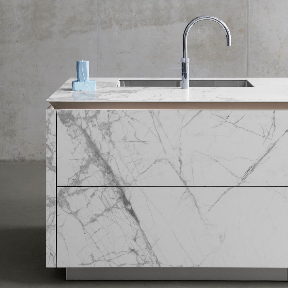 Meubles de cuisines - Meuble cuisine SieMatic SLX en céramique Syros Blanco - SIEMATIC FRANCE