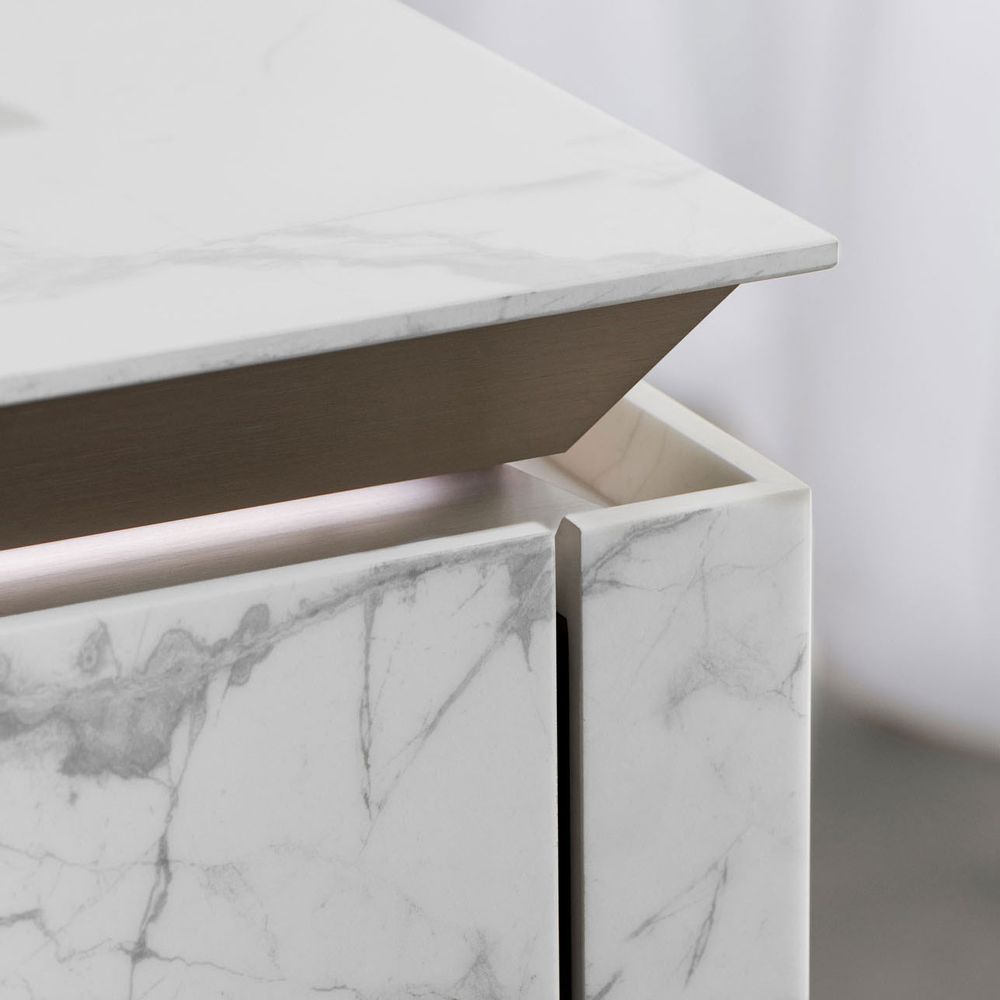 Meubles de cuisines - Meuble cuisine SieMatic SLX en céramique Syros Blanco - SIEMATIC FRANCE