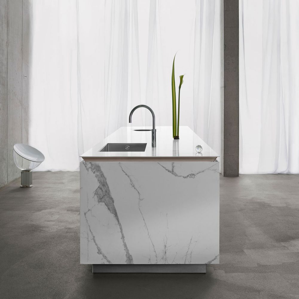 Meubles de cuisines - Meuble cuisine SieMatic SLX en céramique Syros Blanco - SIEMATIC FRANCE