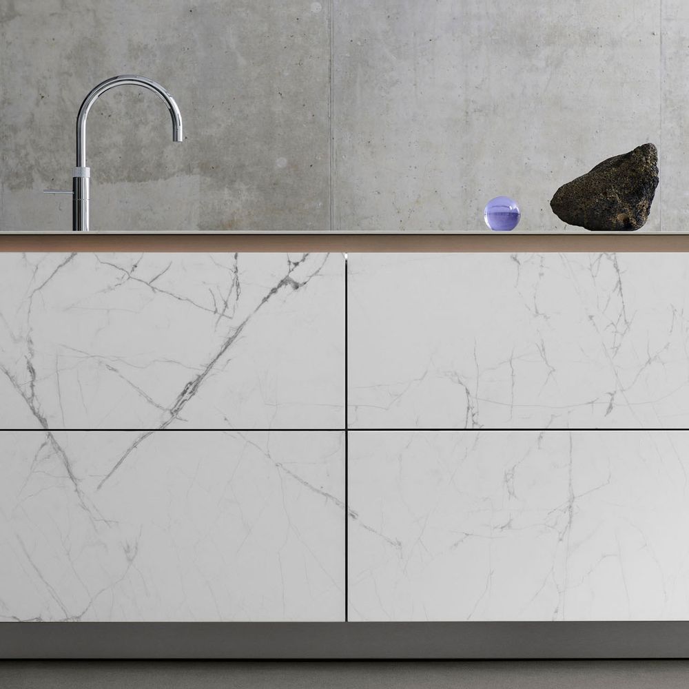 Meubles de cuisines - Meuble cuisine SieMatic SLX en céramique Syros Blanco - SIEMATIC FRANCE