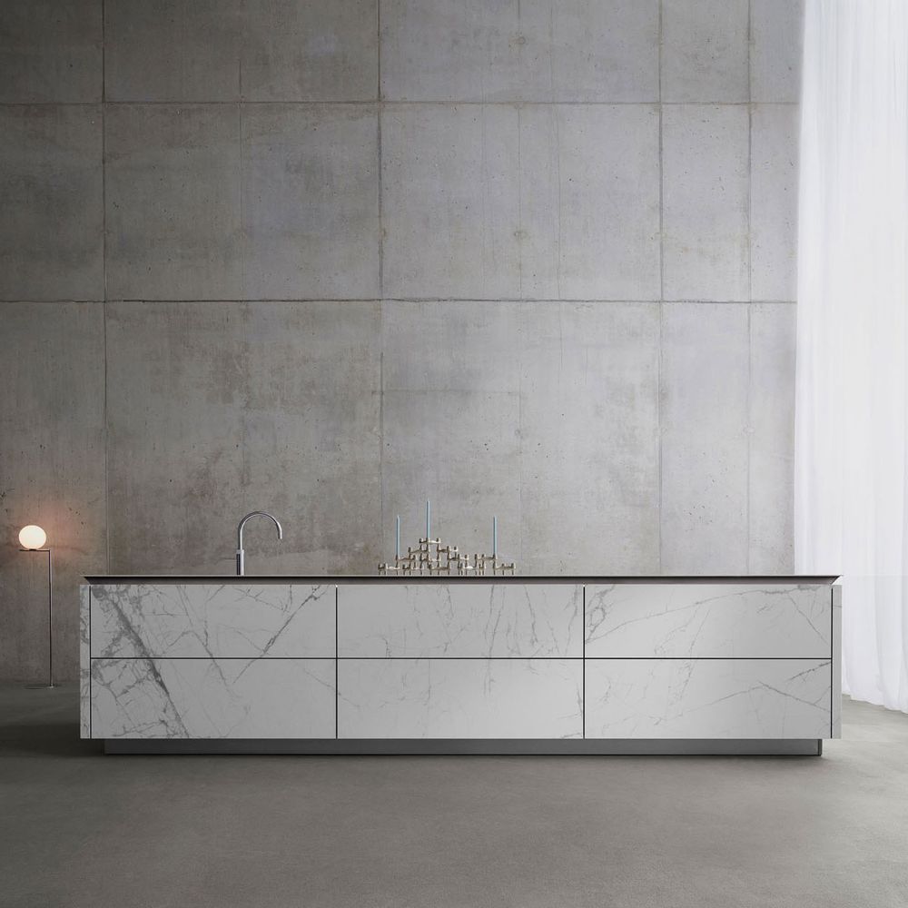 Meubles de cuisines - Meuble cuisine SieMatic SLX en céramique Syros Blanco - SIEMATIC FRANCE