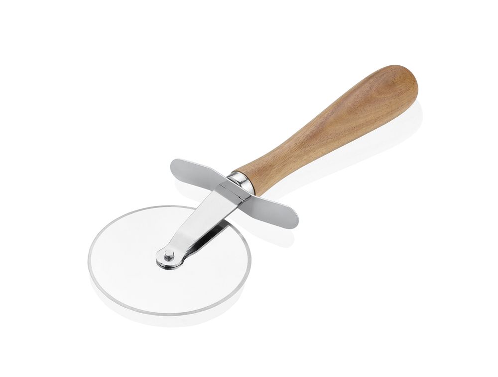 Ustensiles de cuisine - Coupe-pizza et serveur, acier inoxydable et acacia 18x32x4 cm CC68031 - ANDREA HOUSE