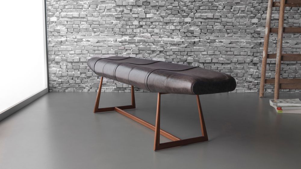 Decorative objects - CANOE bench - metal+leather - DOIMO BRASIL