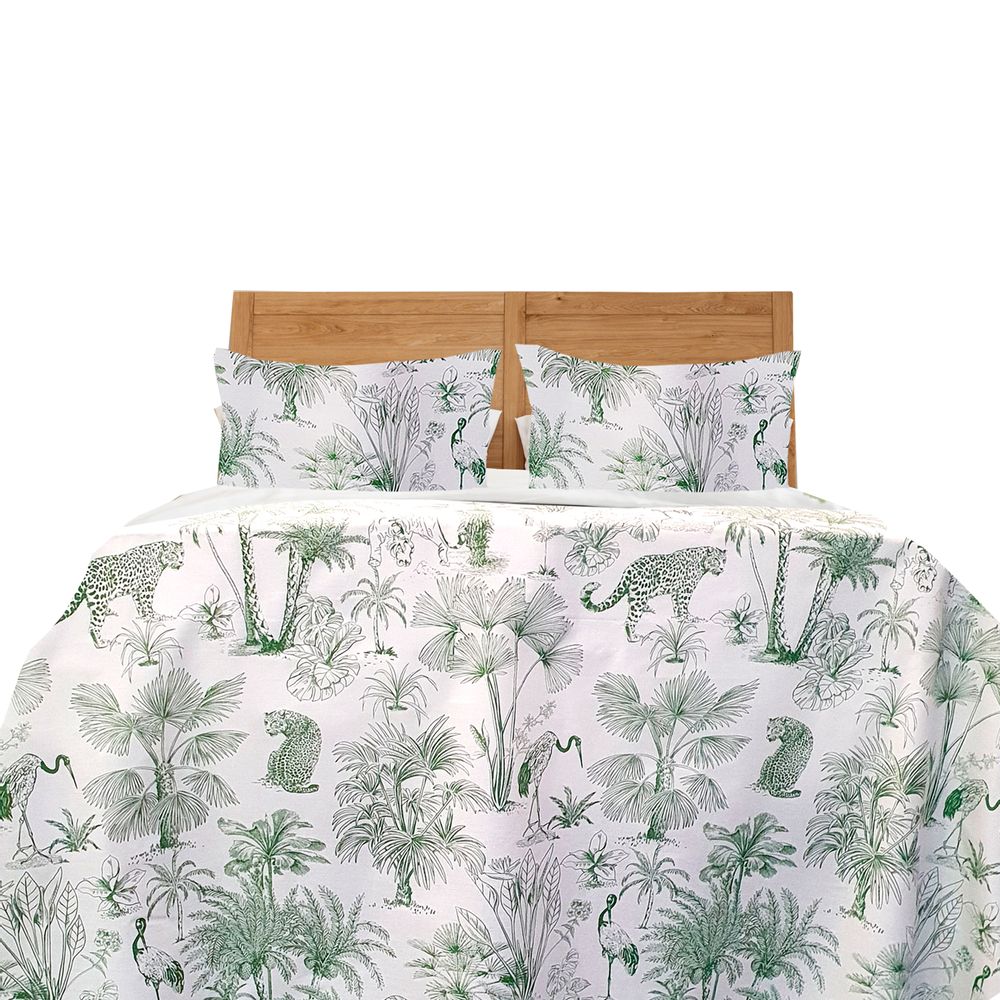 Floral decoration - TOILE DE JOUY GREEN BED LINEN SET - PETIT ALO