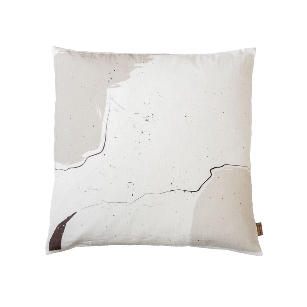 Couettes et oreillers  - Housse de coussin en lin imprimé numérique LO, 50 x 50 cm - XERALIVING