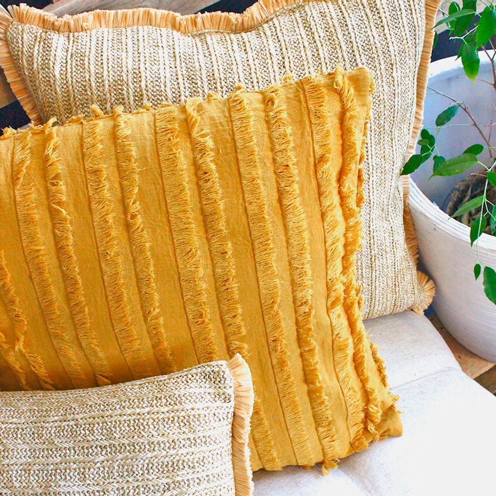 Coussins textile - PLAIN CUSHION WITH FRINGES - PETIT ALO